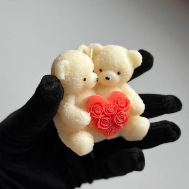 Świeca „Para misiów”, biała