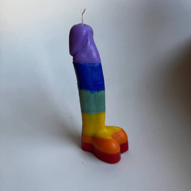 Świeca Penis M (średnia) tęcza