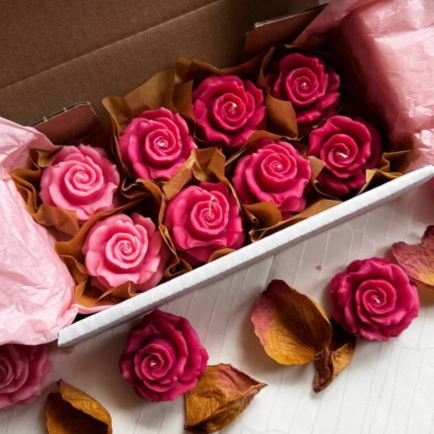 Zestaw mini świec Róże Soft Ombré, 8 szt
